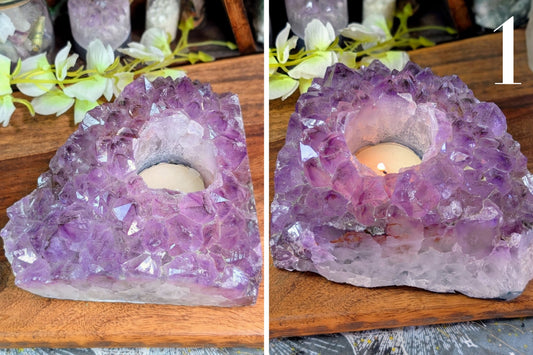 Amethyst Cluster Tea Light Holder