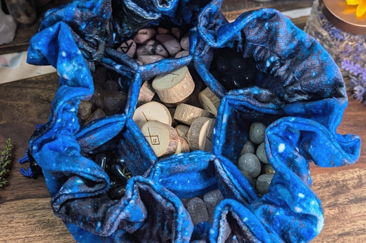 Velvet Drawstring Compartment Bag - Blue Nebula