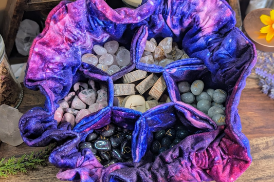 Velvet Drawstring Compartment Bag - Purple Nebula