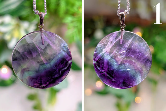 Fluorite Faceted Coin Necklace