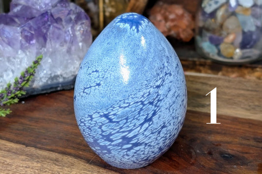 Blue Glass Vintage Flat Base Egg