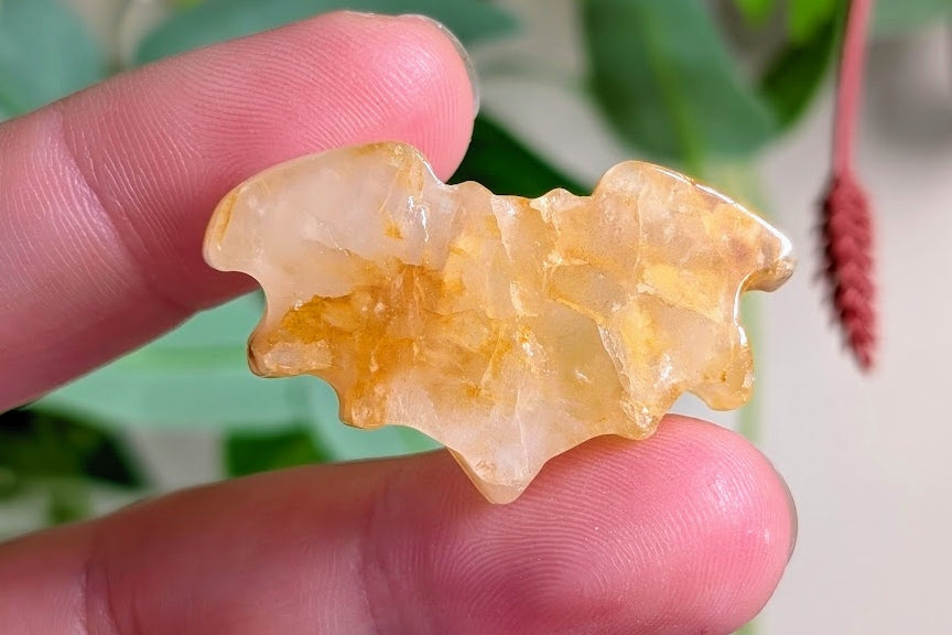 Golden Healer Quartz Bat Carving