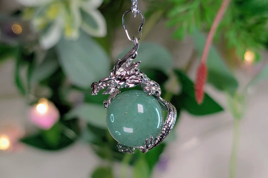 Green Aventurine Dragon Orb Necklace