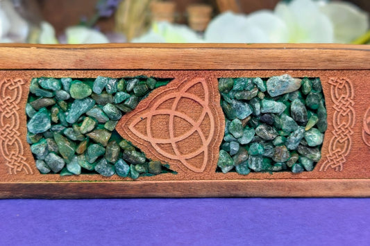 Green Aventurine Chip Triquetra Incense Holder