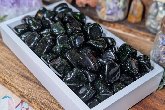 Green Goldstone Tumbled - Set of 3