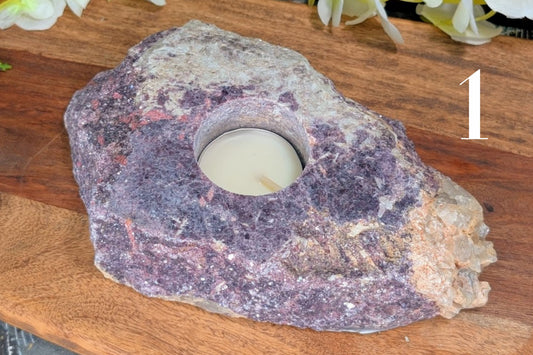 Lepidolite Polished Tea Light Holder