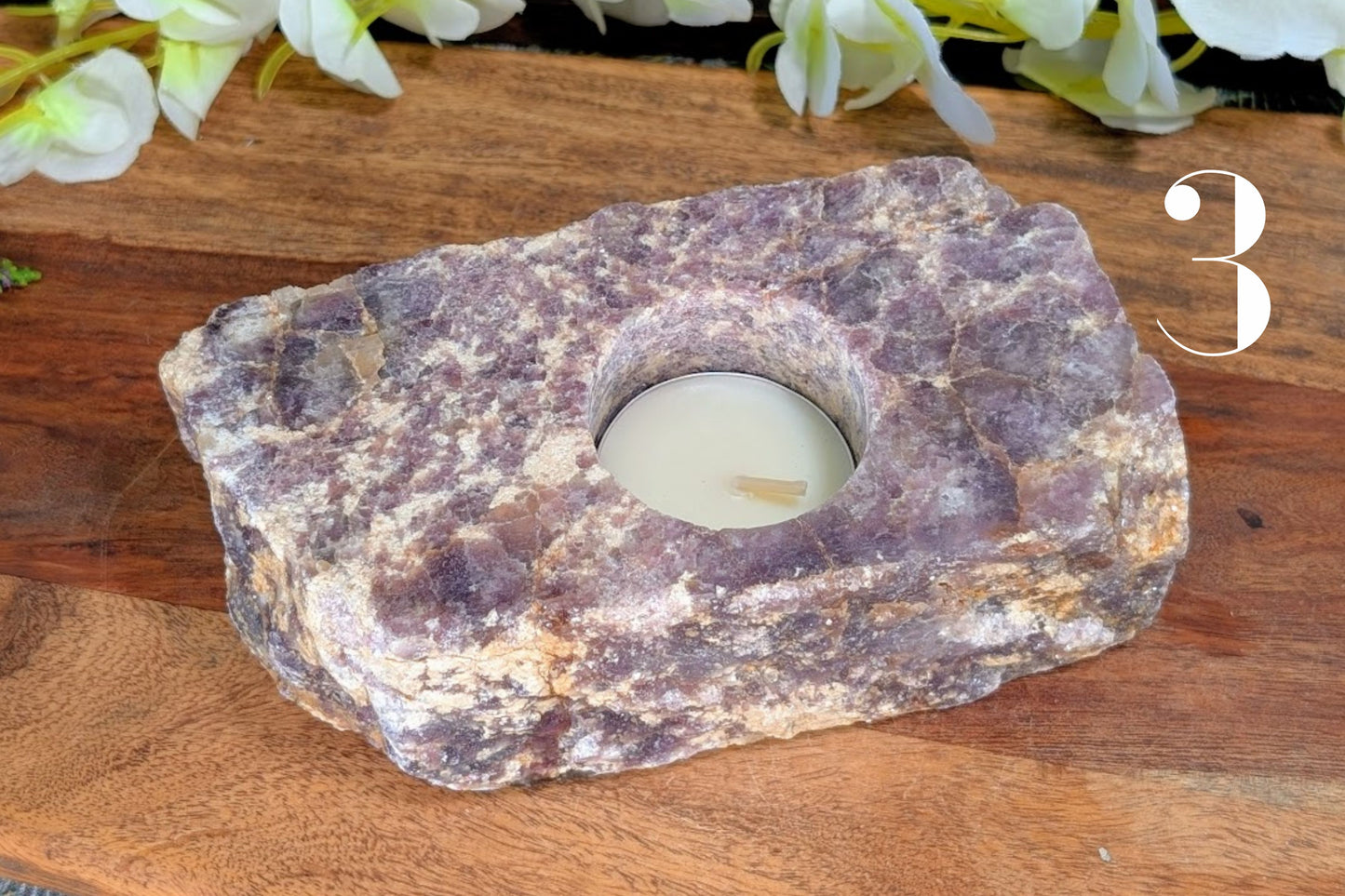 Lepidolite Polished Tea Light Holder