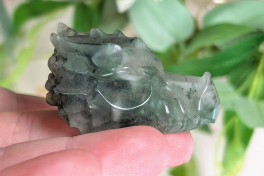 Moss Agate Dragon Head