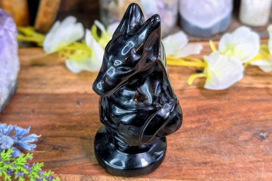 Obsidian Anubis Statue