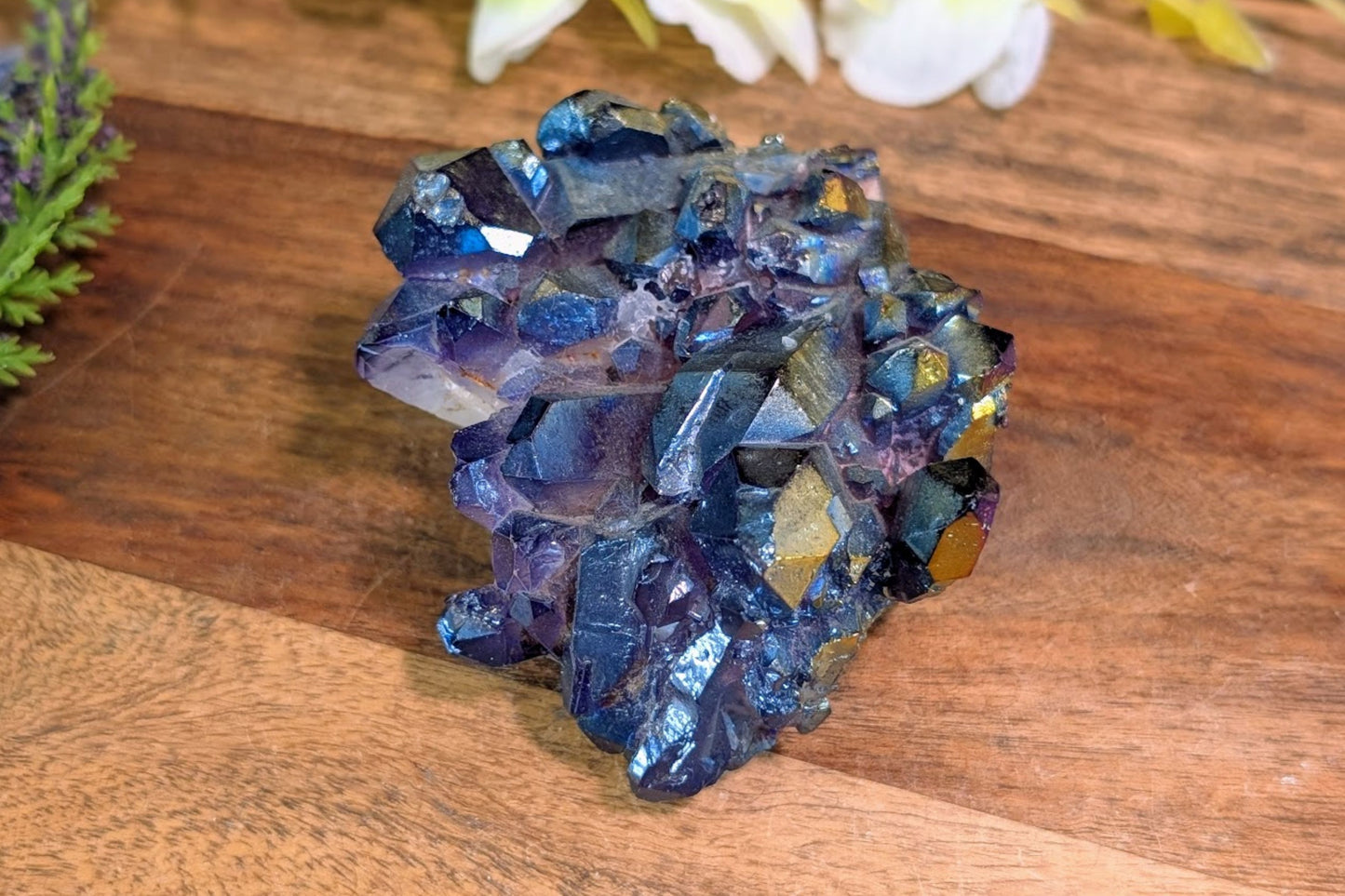 Rainbow Aura Amethyst Cluster