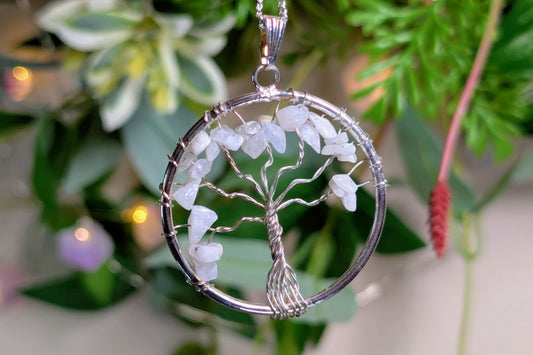 Rainbow Moonstone Tree Necklace