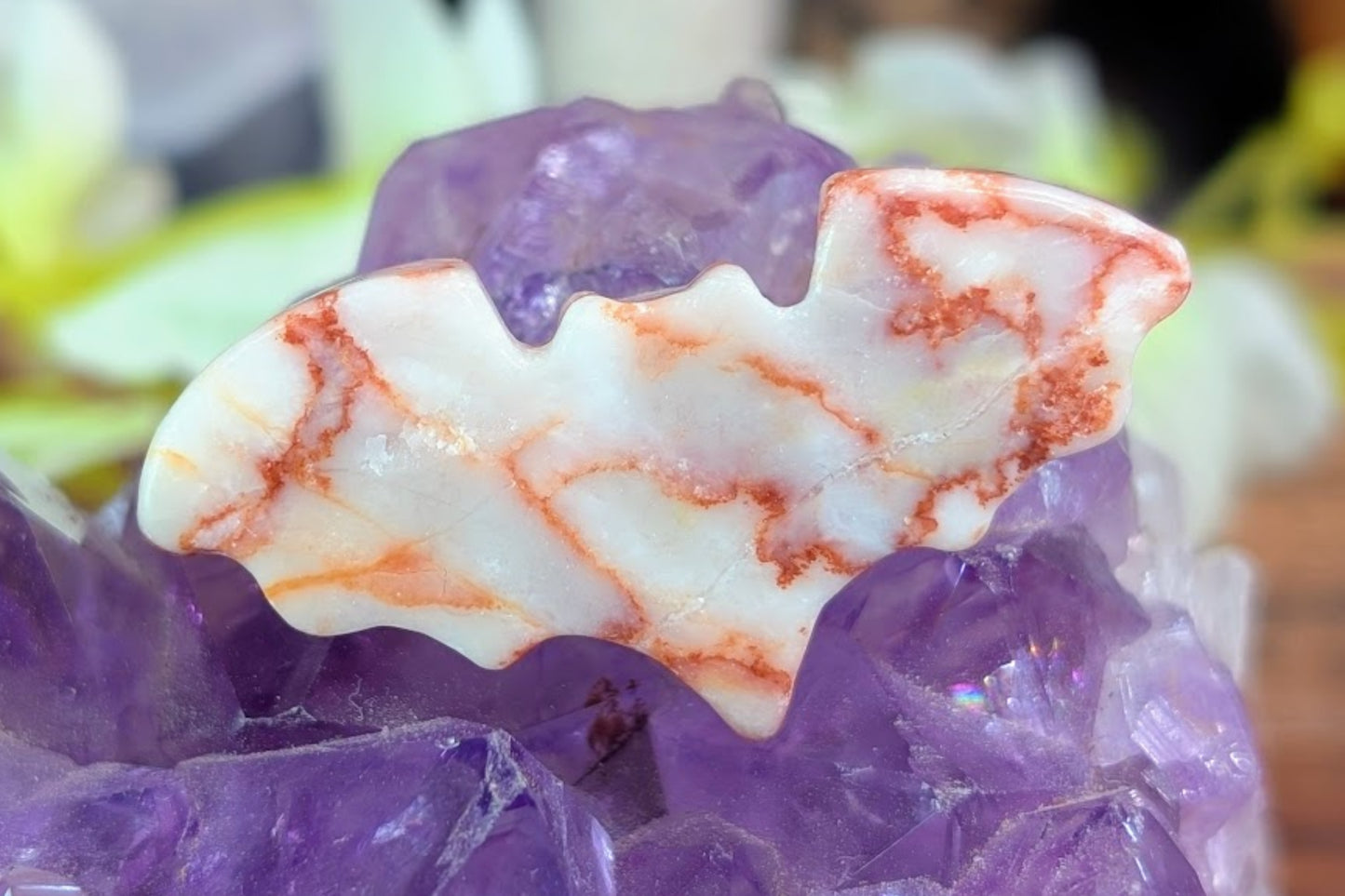 Red Vein Jasper Bat Carving