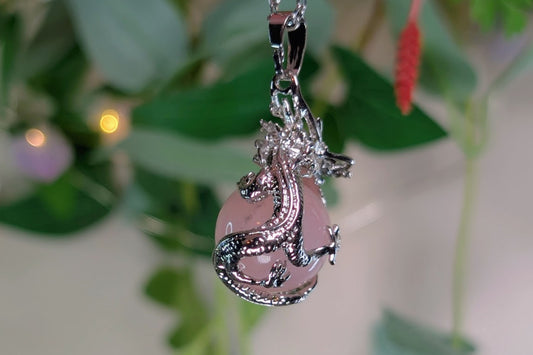 Rose Quartz Dragon Orb Necklace