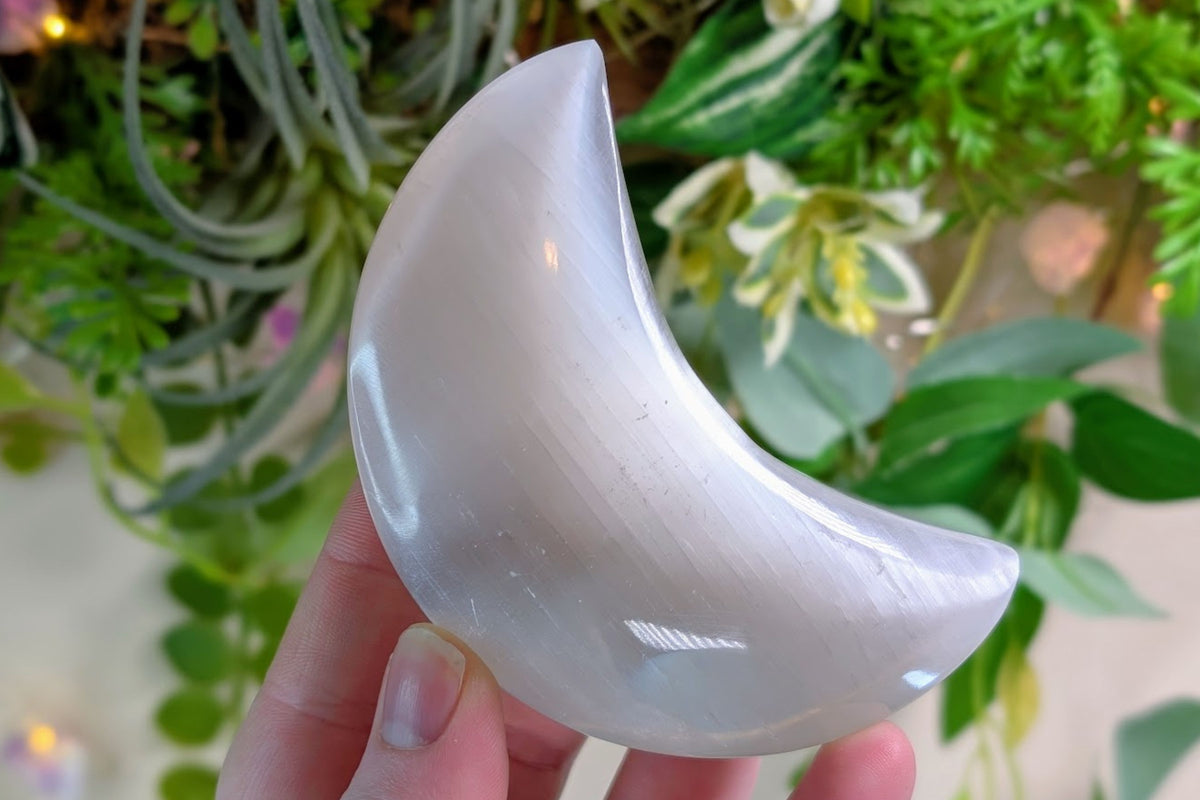 Selenite Crescent Moon