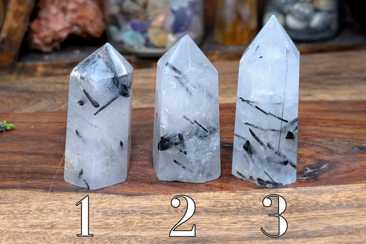 Tourmalinated Quartz Point 3"
