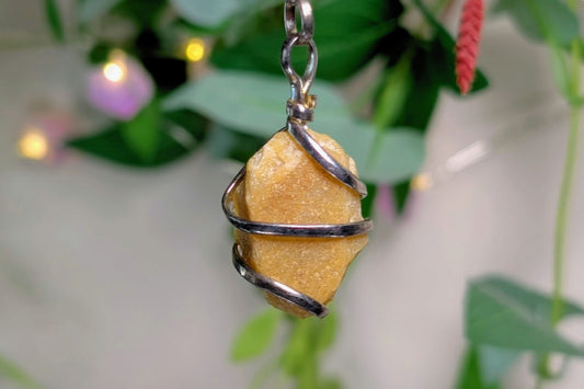 Yellow Aventurine Rough Wire Wrap Necklace
