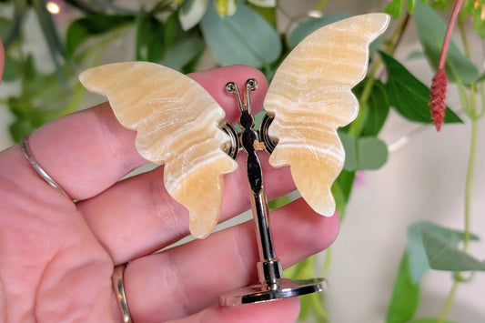 Yellow Calcite Butterfly on Stand