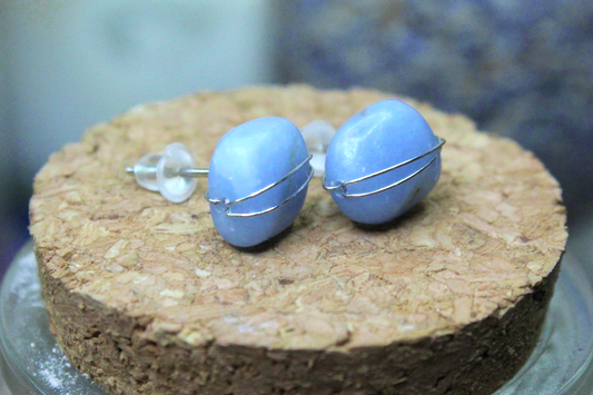 Angelite Sterling Silver Stud Earrings