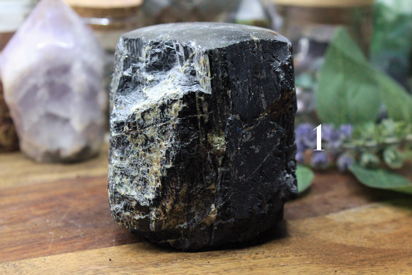 Black Tourmaline Polished Top Log