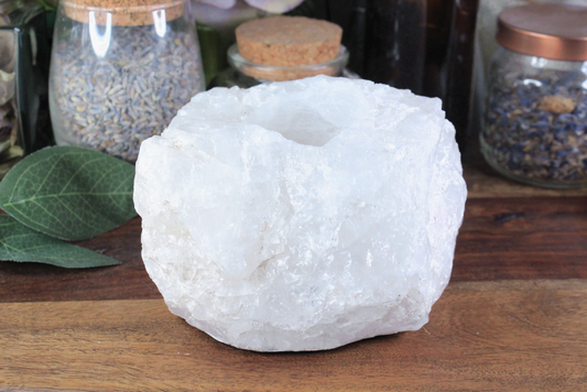 Clear Quartz Rough Tea Light