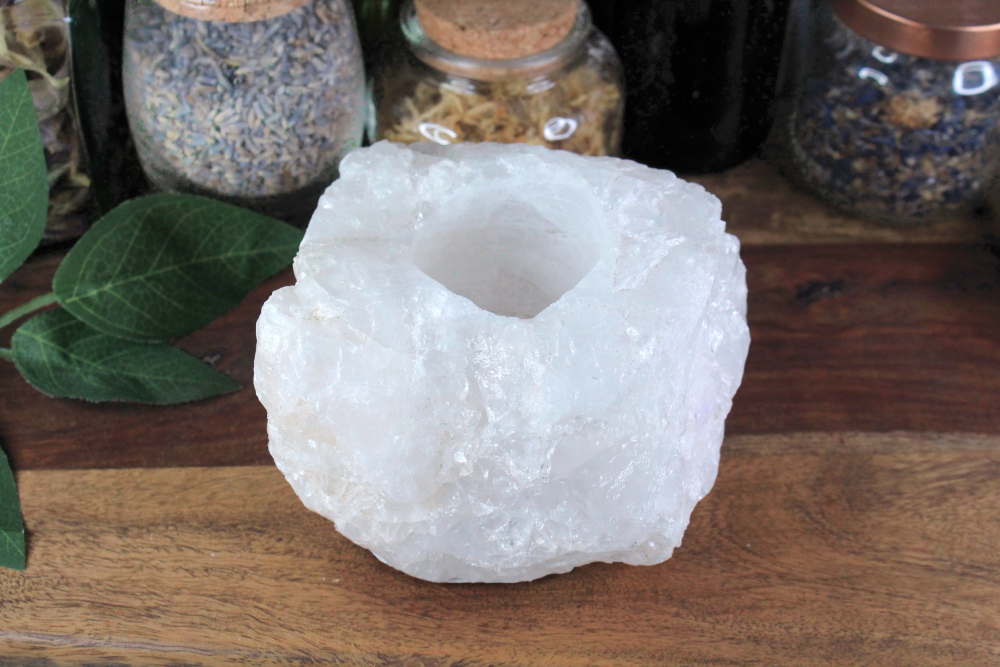 Clear Quartz Rough Tea Light