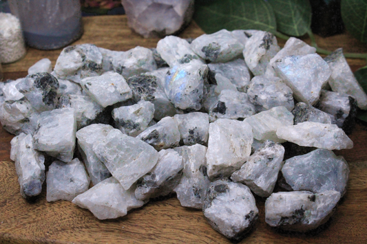 Rainbow Moonstone Rough Pieces <1" - 4 oz bag