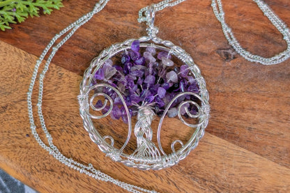 Amethyst Braided Tree of Life Necklace