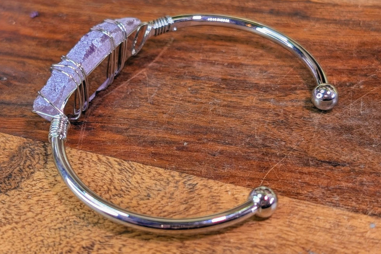 Brass Cuff Bracelet with Amethyst