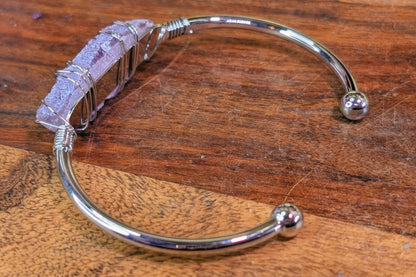 Brass Cuff Bracelet with Rough Amethyst