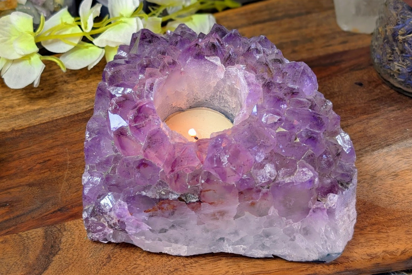 Amethyst Cluster Tea Light Holder
