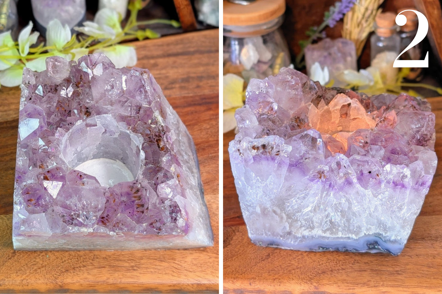 Amethyst Cluster Tea Light Holder