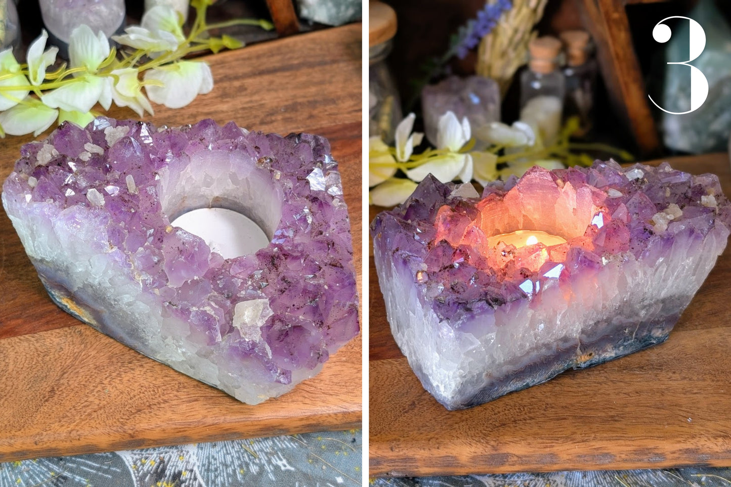 Amethyst Cluster Tea Light Holder