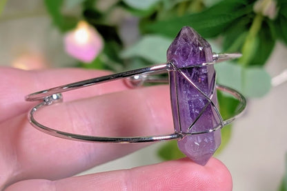 Brass Cuff Bracelet with Amethyst Point