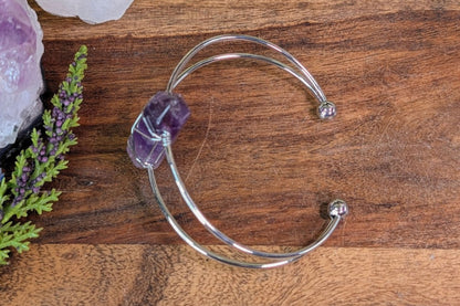 Brass Cuff Bracelet with Amethyst Point