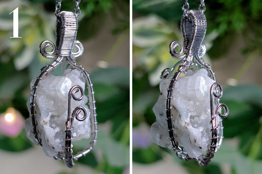 Apophyllite Cluster Wire Wrap Necklace