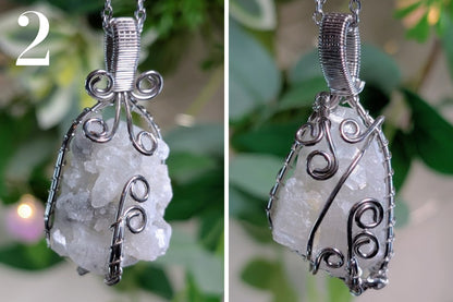 Apophyllite Cluster Wire Wrap Necklace