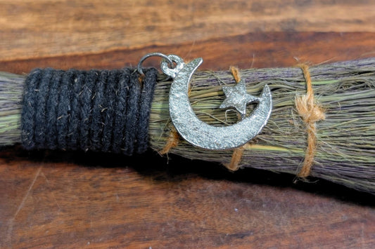 Besom with Moon & Star Charm