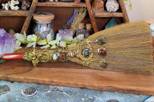 Besom with Red Jasper and Dragon