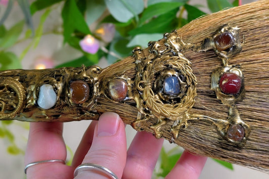 Besom with Red Jasper and Dragon