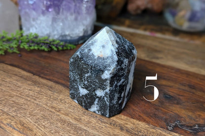 Black Tourmaline in Quartz Point 2.5"