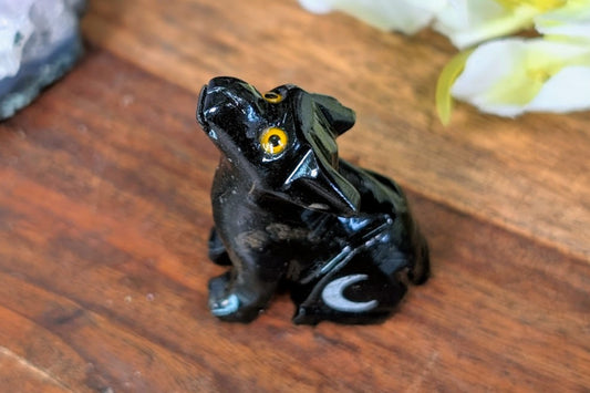 Black Onyx Wolf with Moon