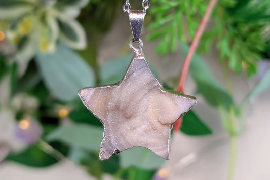 Chalcedony Druzy Star Necklace