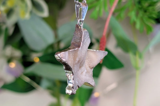 Chalcedony Druzy Star Necklace