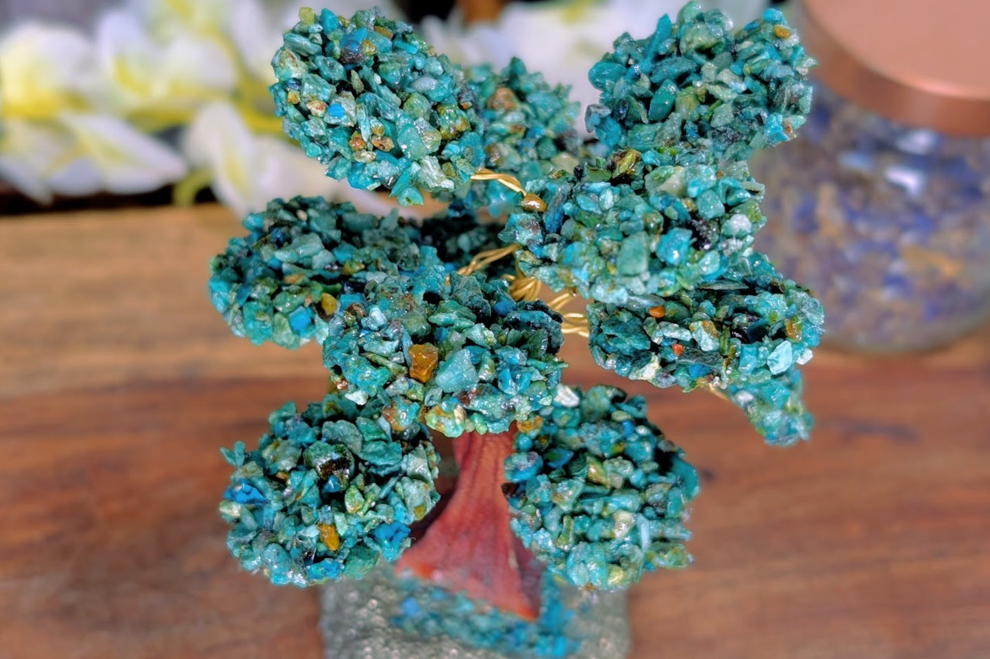 Chrysocolla Gem Tree on Pyrite Base