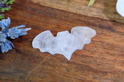 Clear Quartz Bat Carving