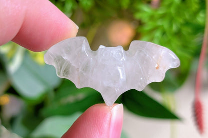Clear Quartz Bat Carving