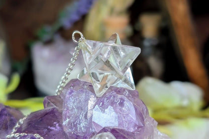 Clear Quartz Star Tetrahedron Pendulum