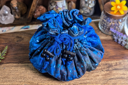 Velvet Drawstring Compartment Bag - Blue Nebula