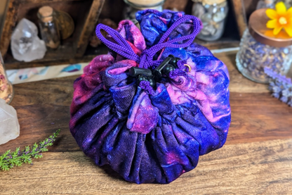 Velvet Drawstring Compartment Bag - Purple Nebula