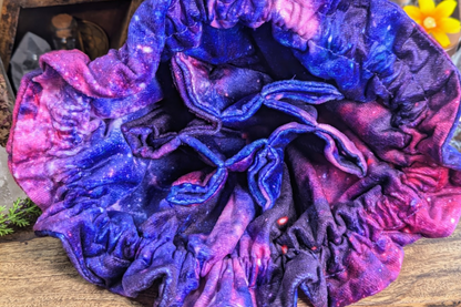 Velvet Drawstring Compartment Bag - Purple Nebula